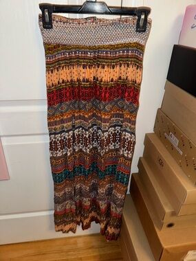 Boho Multicolor Printed Maxi Skirt - Women
